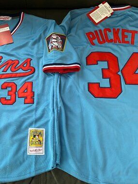 MINNESOTA TWINS KIRBY PUCKETT Men's JERSEY Sz M,L,XL,2XL NWT By Mitchell & Ness
